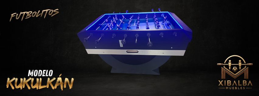 Futbolito Kukulkán azul con LED premium – Xibalba Muebles CDMX